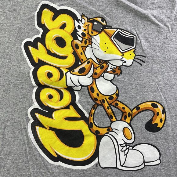 Cheetos Shirt Mens Extra Large Gray Yellow Orange Chester Cheetah Snack Cartoon - Picture 3 of 7